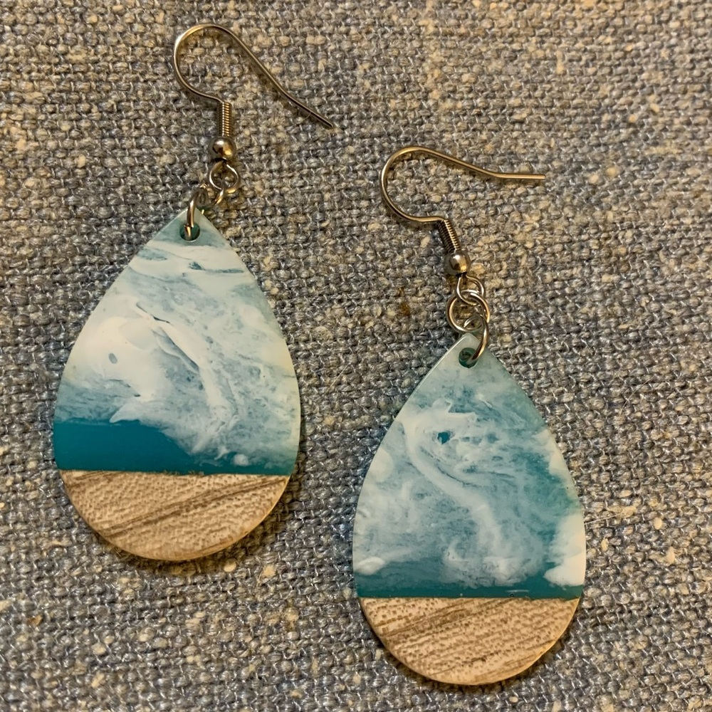 Teardrop Marbled Earrings, handmade